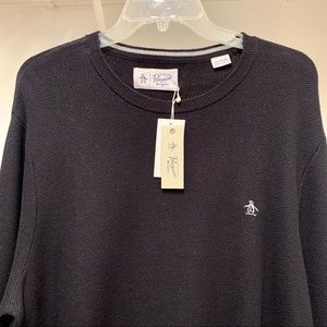 Mens Penguin Munsingwear Sweater Long Sleeve Crewneck Black Heavy Knit XL